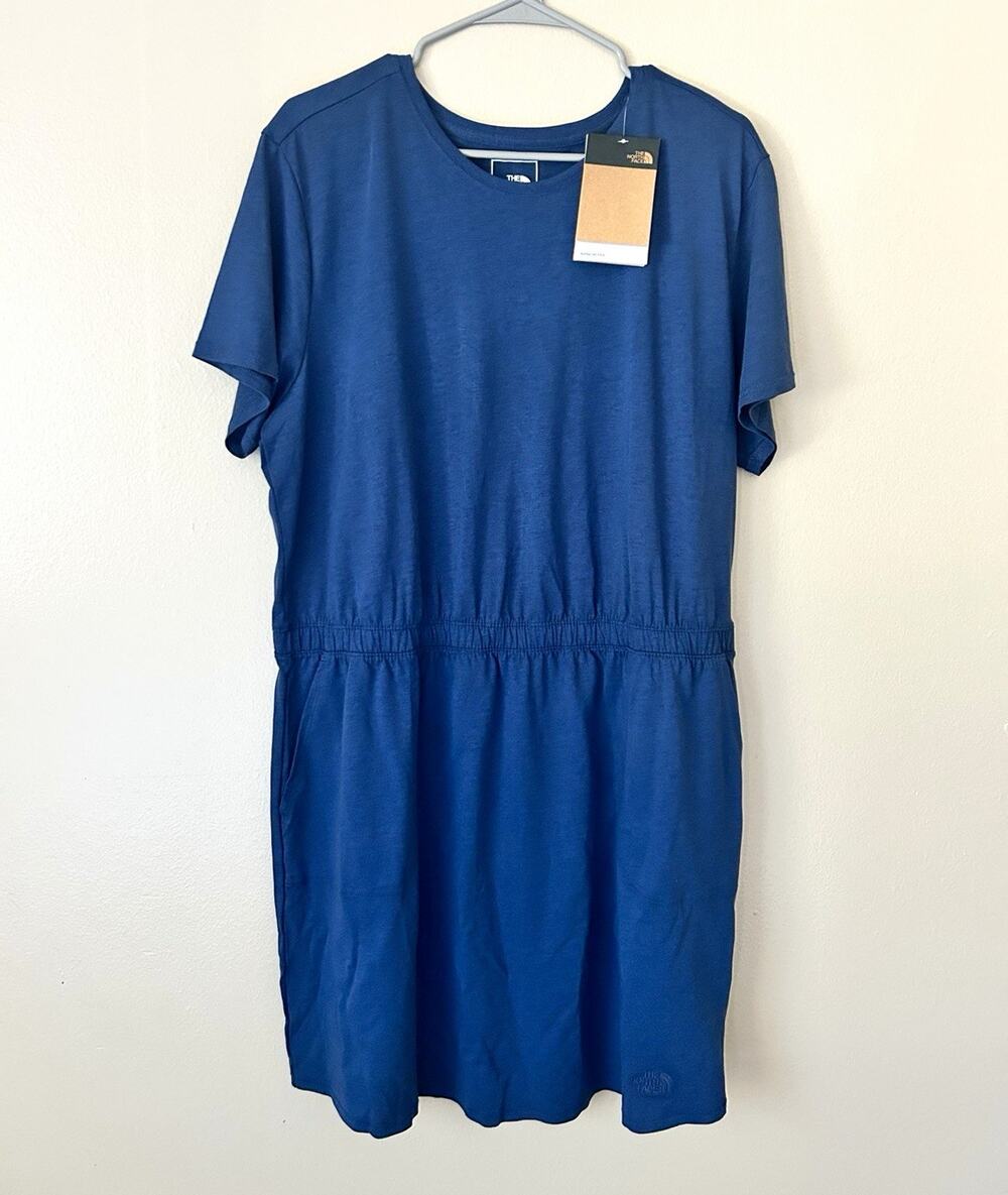 The North Face W Terrain S/S Dress Shady Blue Women Size XXL NWT Short Sleeve